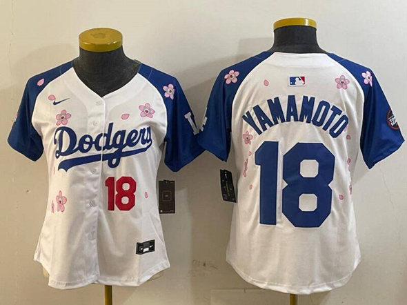 Men's Los Angeles Dodgers #18 Yoshinobu Yamamoto White/Royal 2025 Tokyo Series Limited Stitched Baseball Jersey Men's Los Angeles Dodgers #18 Yoshinobu Yamamoto White/Royal 2025 Tokyo Series Limited Stitched Baseball Jersey